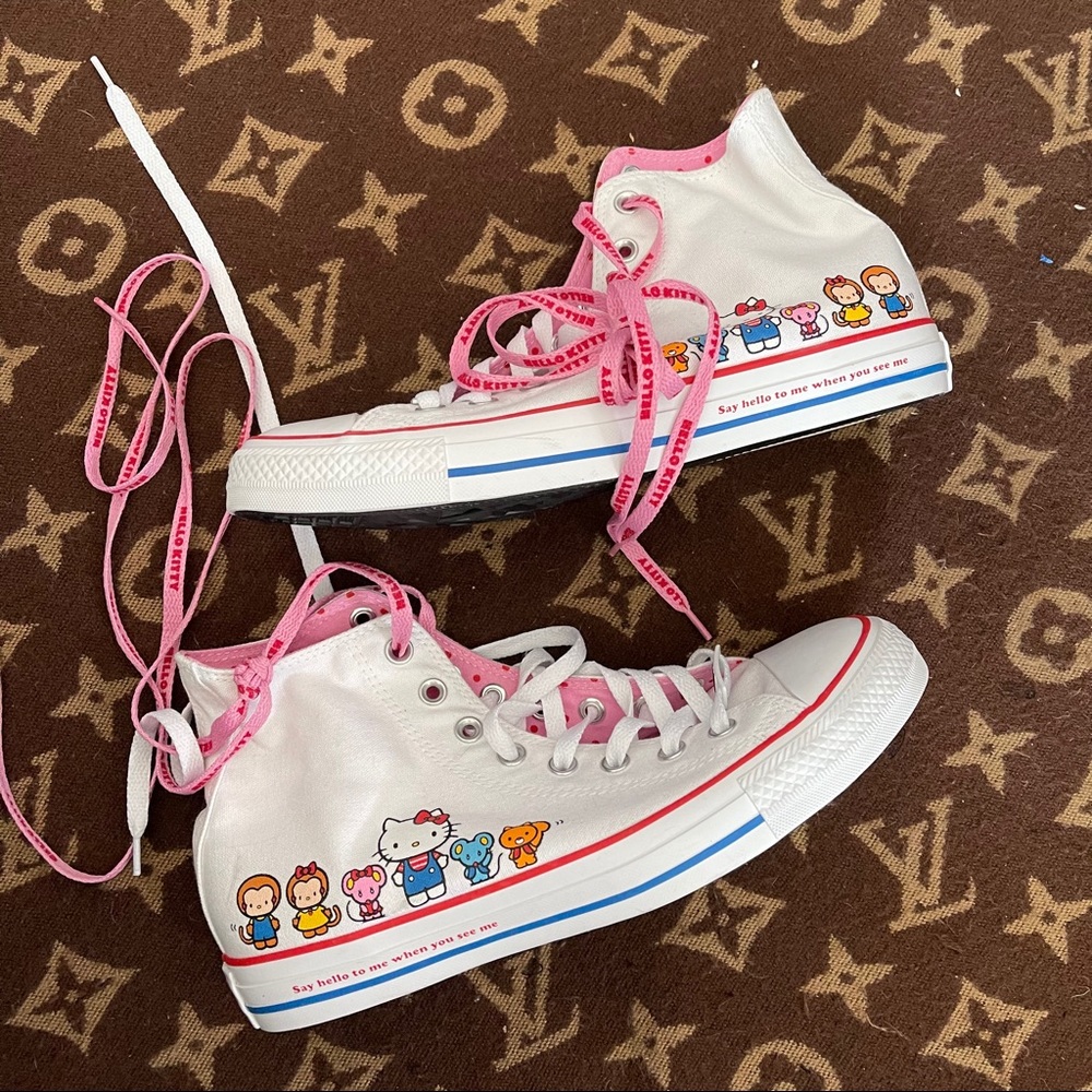Hello Kitty Converse collab high tops hype kawaii
